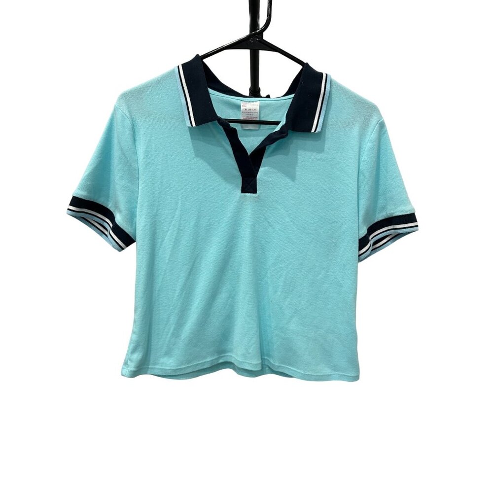 No Boundaries Light Blue Navy Short Sleeve Polo Shirt SZ XL Juniors
